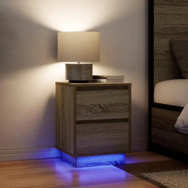 vidaXL Nachtkastjes met led-verlichting 2 st Sonoma eikenkleurig Bruin