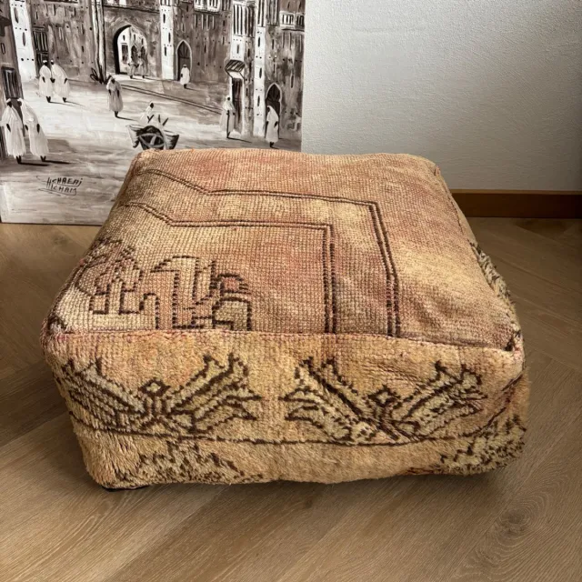 Unlimited Living Poef - Vloerkussen - Marokkaans - Handgemaakt - Wol - 60x60 cm - Gevuld Lichtroze