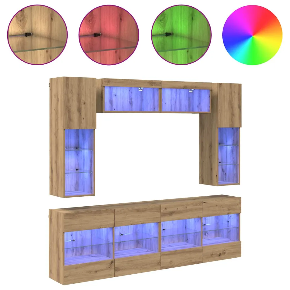 vidaXL TV-wandkastenset 6 st 197 x 30 x 60,5 cm Artisan Eik bruin, foto 4