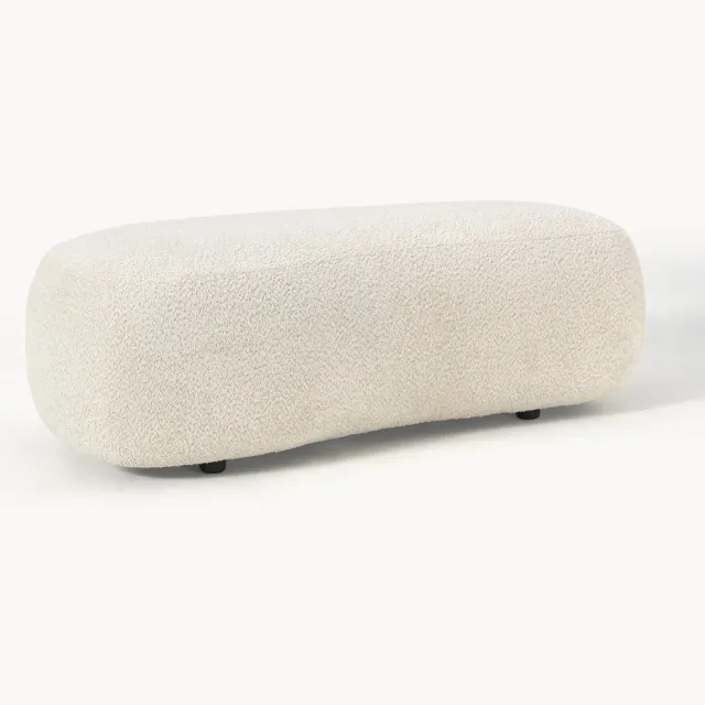 Westwing Collection XL poef Alba van teddy-bouclé Wit