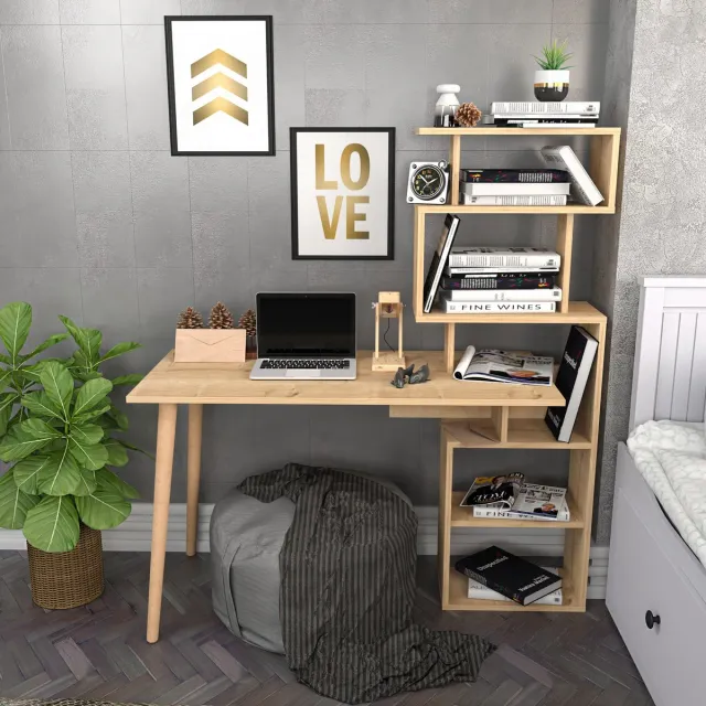 Skye Decor , Bureau, Vina - Oak, Gemelamineerde spaanplaat, Eiken, 133 x 55 x 146,4 cm