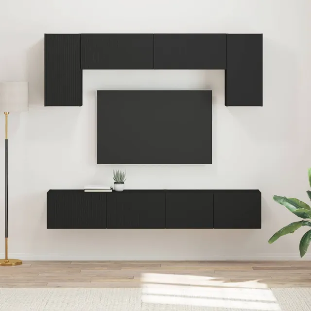 vidaXL Tv-meubelset 4 st Zwart Bewerkt hout, foto 2