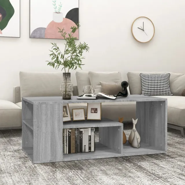 vidaXL Salontafel 100x50x40 cm bewerkt hout grijs sonoma eikenkleurig, foto 2
