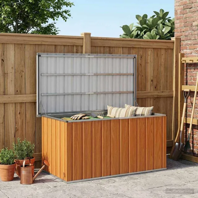 vidaXL Buitenopslagdoos Hout 129 x 67 x 65 cm Gegalvaniseerd staal bruin, foto 2