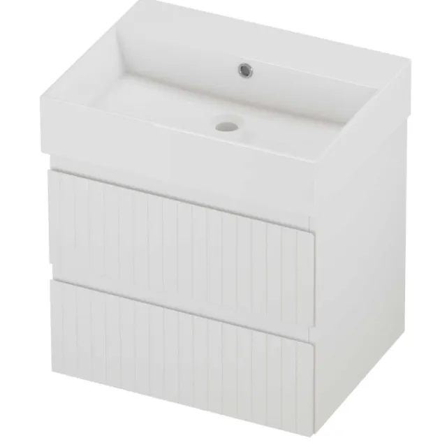 Proline Zara Badmeubelset Porselein Loft Zonder Kraangat Gefreesd 60x46x65 cm Glans Wit Mat Wit