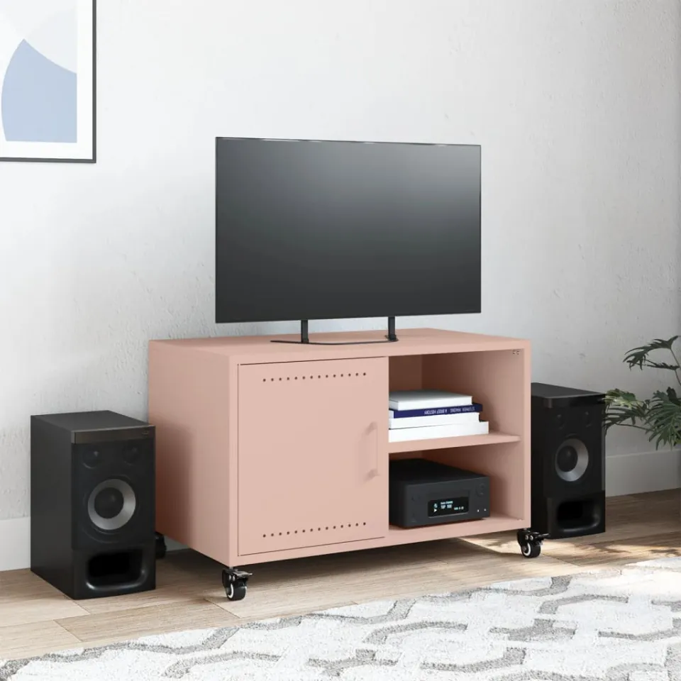 vidaXL Tv-meubel 68x39x43,5 cm staal roze, foto 3