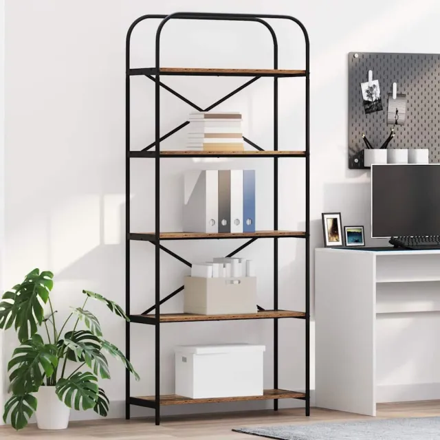 vidaXL Boekenkast 5-laags 80 x 30 x 183 cm Bewerkt hout Oudhout Bruin