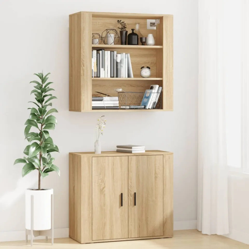 vidaXL Hoge kast bewerkt hout sonoma eikenkleurig, foto 3