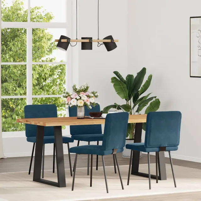 vidaXL Eetkamerstoelen 4 st fluweel blauw