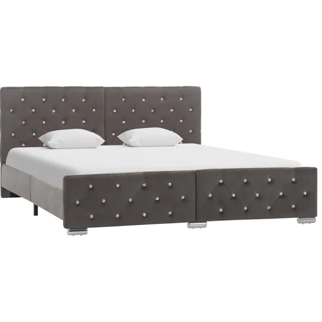 vidaXL Bedframe fluweel grijs 160x200 cm