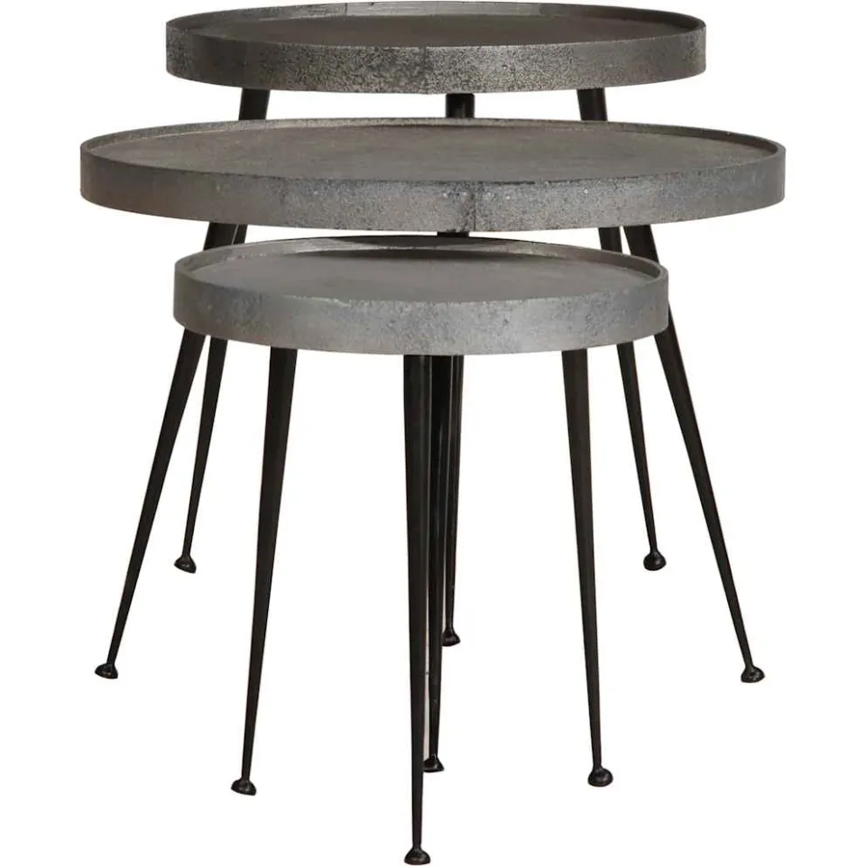 vidaXL Salontafel 3 stuks zilverkleurig bewerkt hout, foto 2