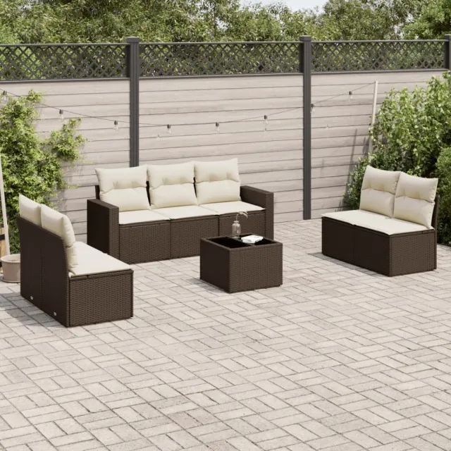 vidaXL 8-delige Loungeset met kussens poly rattan bruin, foto 2