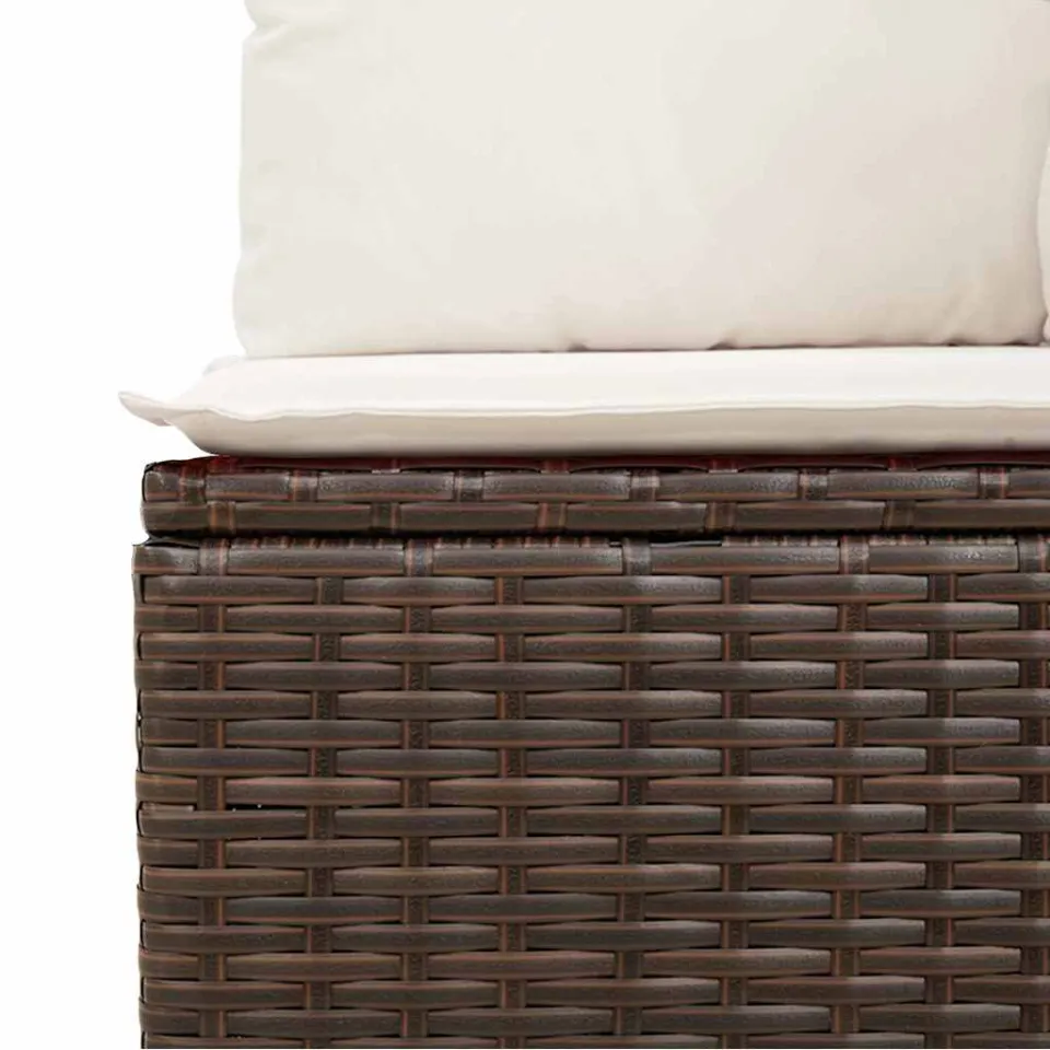 vidaXL 9-delige Loungeset met kussens poly rattan bruin, foto 3