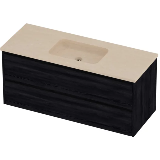 Proline Rollo Badmeubelset Hardsteen Elegant Midden 120x46x54 cm Sand Stone Black Oak Eiken