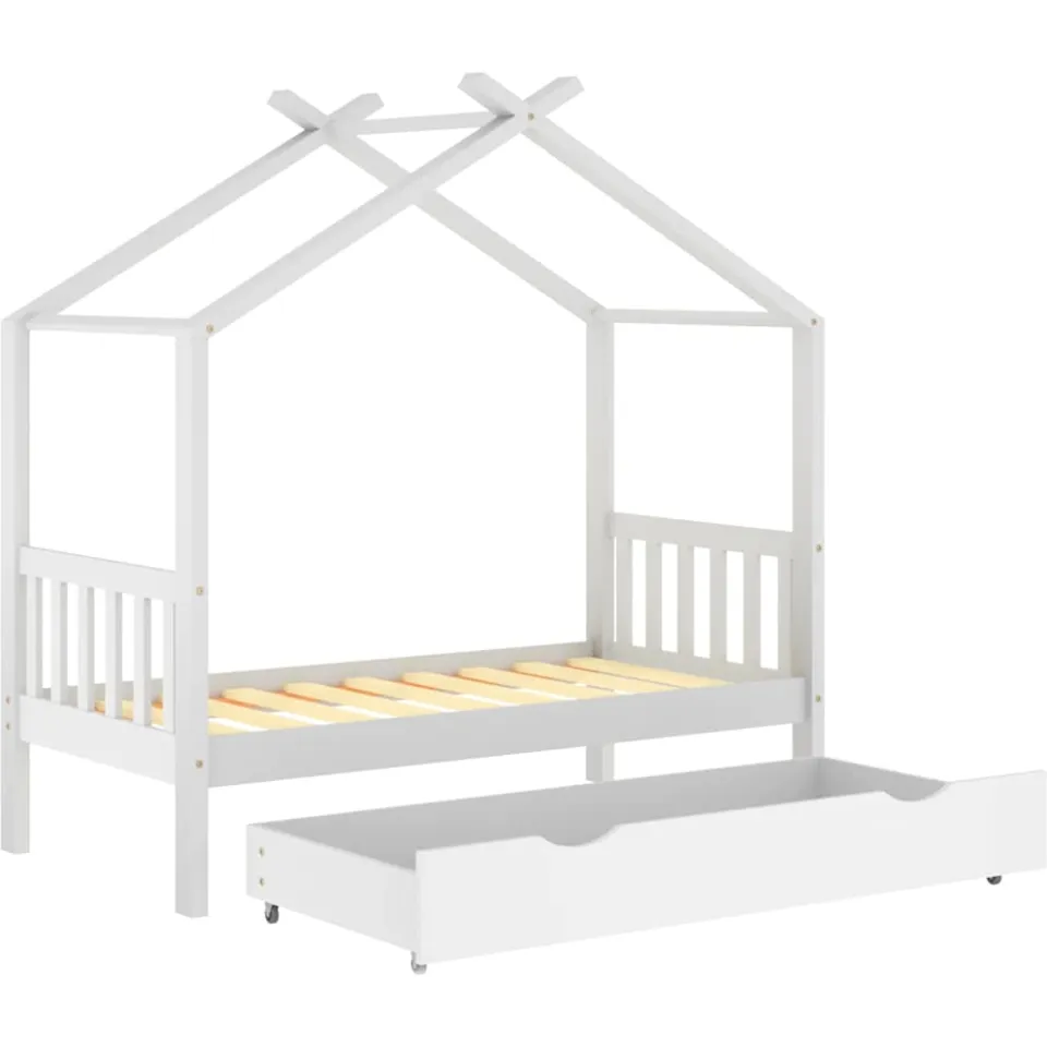 vidaXL Kinderbedframe met lade massief grenenhout wit 80x160 cm, foto 4