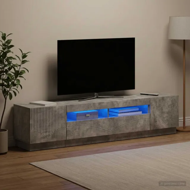 vidaXL LED tv-meubel HOORN 3 st Betongrijs Bewerkt hout grijs, foto 2