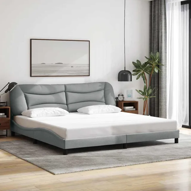 vidaXL Bedframe zonder matras "Hvar" stof lichtgrijs 200x200 cm