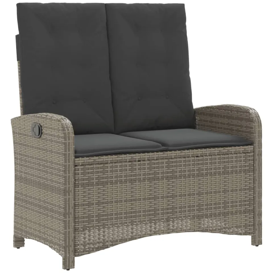 vidaXL 4-delige Tuinset met kussens poly rattan grijs, foto 4