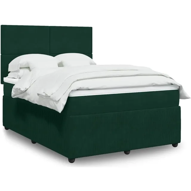 vidaXL Boxspring met matras fluweel donkergroen 140x200 cm groen