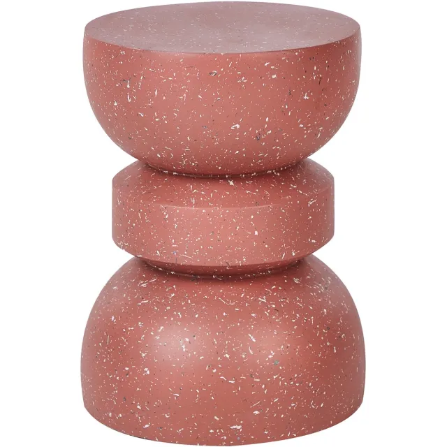 Beliani FALIRO - Bijzettafel - Rood/Terrazzo - Lichtbeton