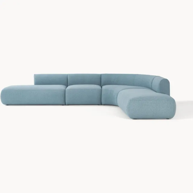 Westwing Collection XL modulaire hoekbank Sofia van bouclé Blauw