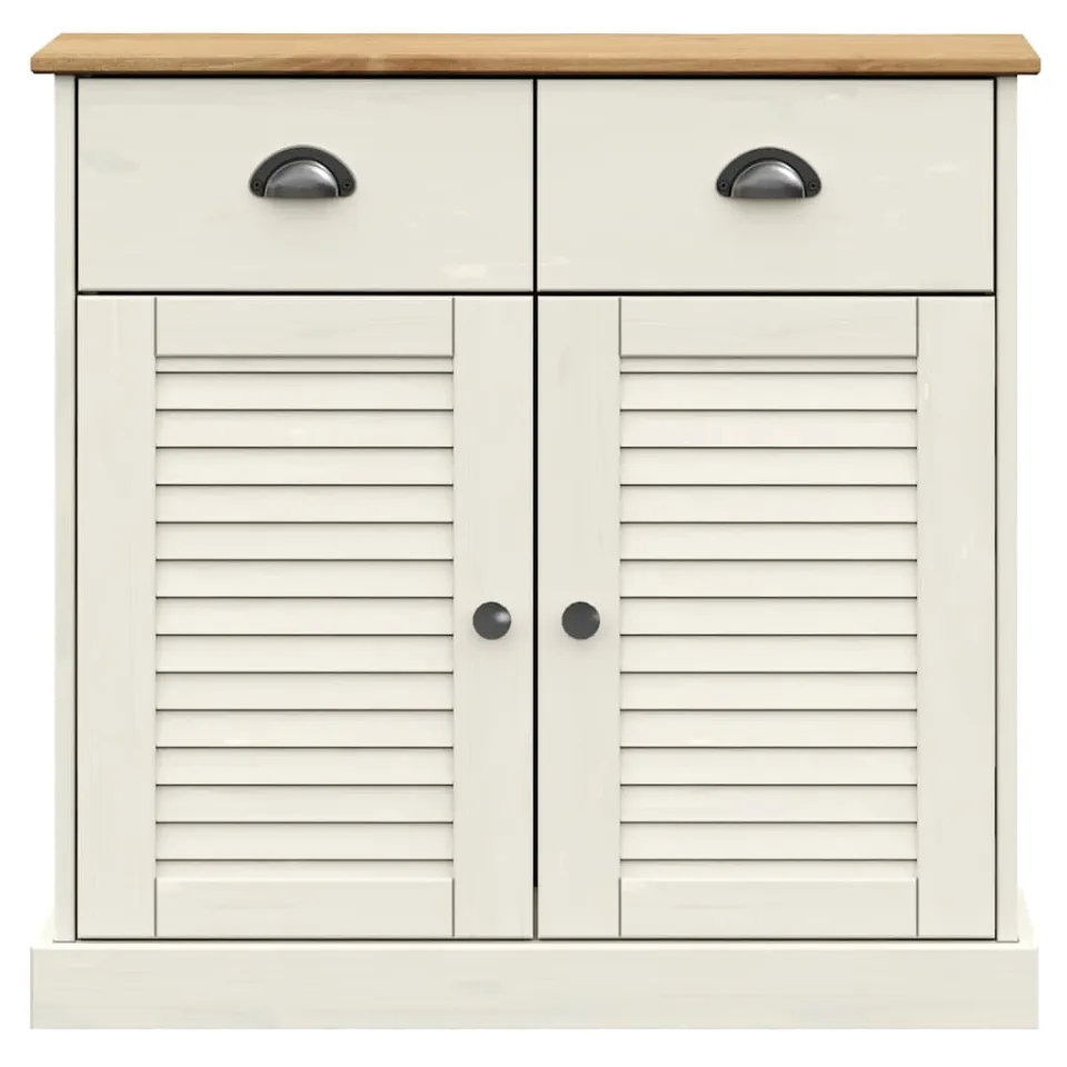 vidaXL Dressoir met lades VIGO 78x40x75 cm massief grenenhout wit, foto 4