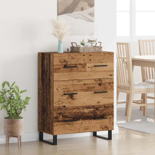 vidaXL Dressoir Oud Hout 69,5 x 34 x 90 cm Gemonteerd hout en ijzer bruin, foto 2