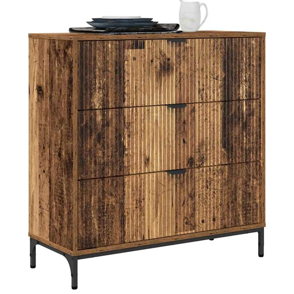 vidaXL Dressoir Oudhout 79,5 x 33 x 82 cm Bewerkt hout Bruin
