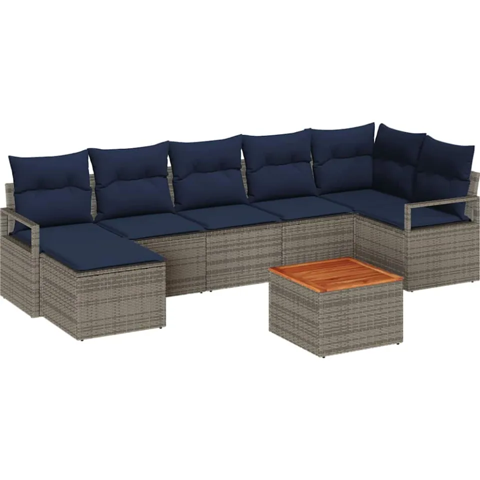 vidaXL Tuinbankenset 8 st Grijs poly rattan