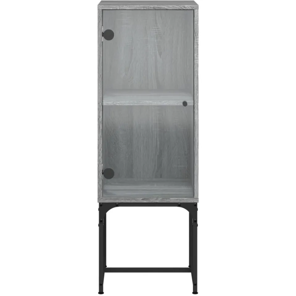 vidaXL Bijzetkast met glazen deur 35x37x100 cm grijs sonoma eikenkleur, foto 4