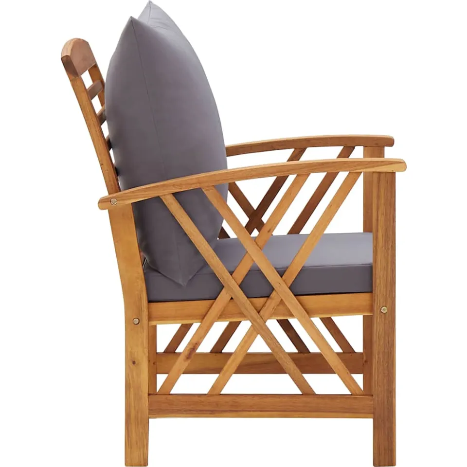 vidaXL 5-delige Loungeset met kussens massief acaciahout grijs, foto 4