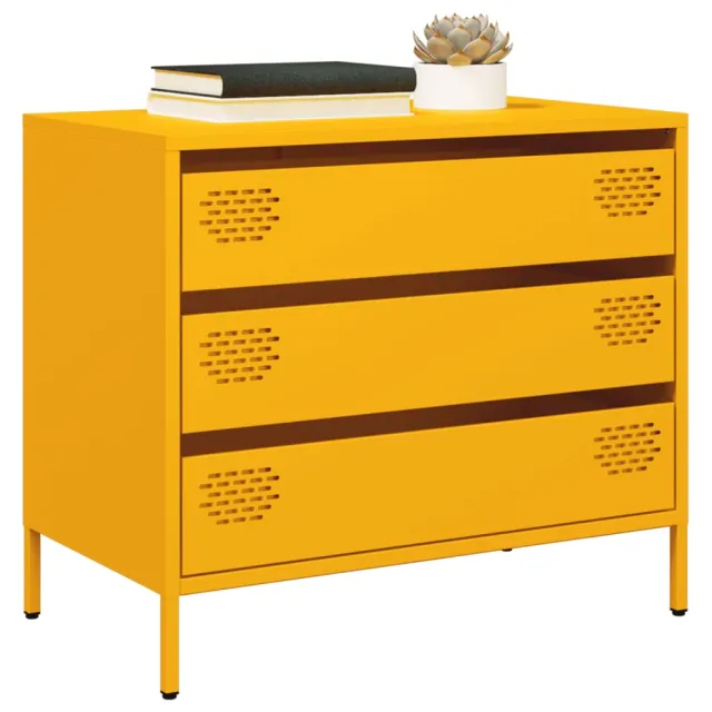 vidaXL Dressoir 68x39x58,5 cm koudgewalst staal mosterdgeel, foto 2
