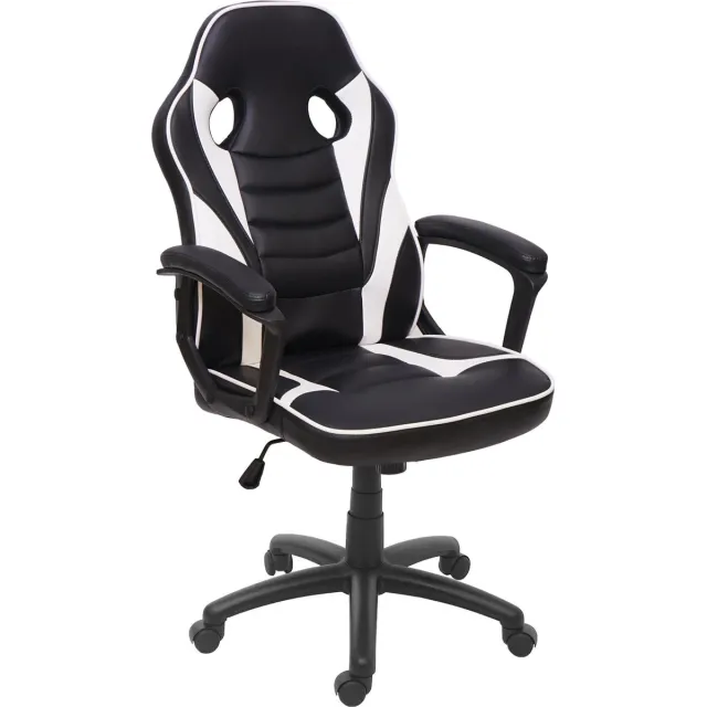 MCW Bureaustoel MCW-F59, bureaustoel bureaustoel racestoel gamestoel, kunstleer ~ zwart/wit