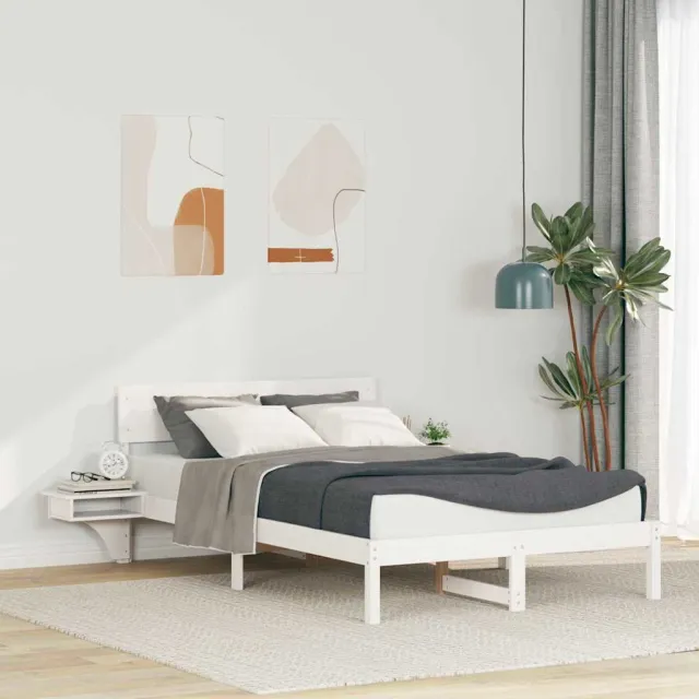 vidaXL Bedframe met hoofdeinde Wit 120 x 200 cm Massief grenenhout