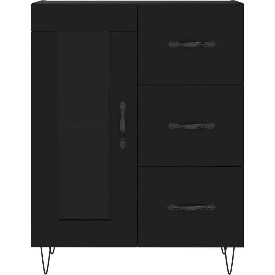 vidaXL Dressoir 69,5x34x90 cm bewerkt hout zwart