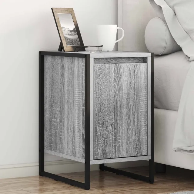 vidaXL Nachtkastje 2 st Grijs Sonoma 39,5 x 30 x 50 cm Bewerkt hout, foto 2