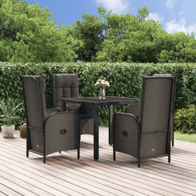 vidaXL 5-delige Tuinset met kussens poly rattan zwart, foto 2
