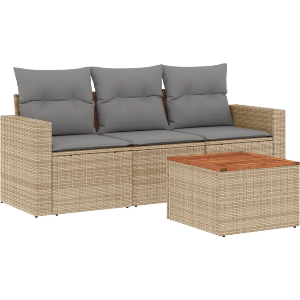 vidaXL Patio Sofa Set 3-zits Mix Beige en Lichtgrijs, foto 3