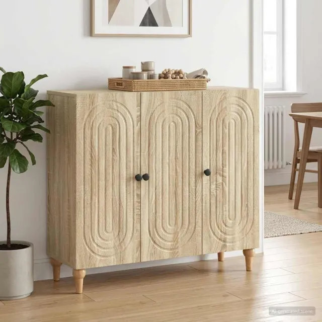vidaXL Dressoir Sonoma Eiken 89 x 34,5 x 80 cm Bewerkt hout Bruin