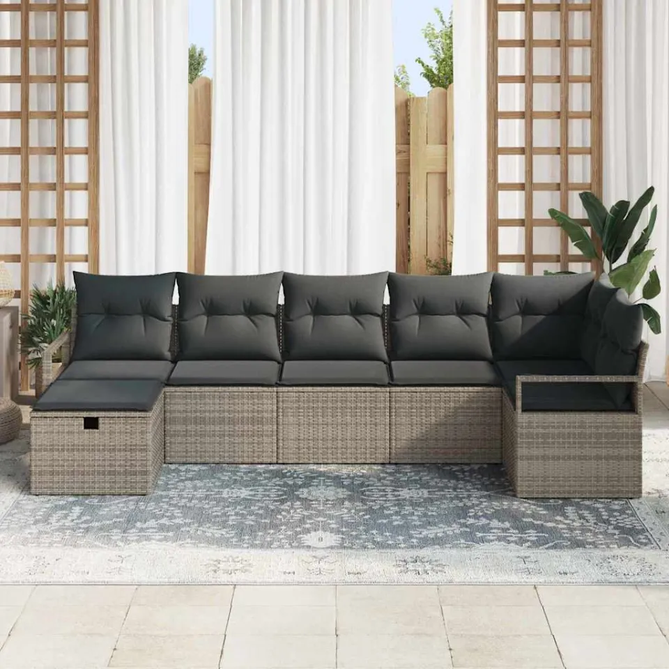 vidaXL Bankstel 5 st poly rattan grijs, foto 3