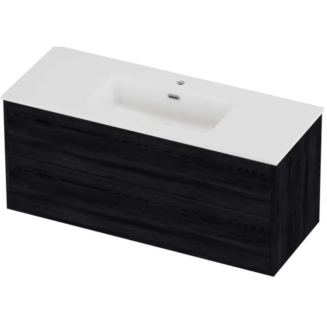 Proline Tribute Badmeubelset Porselein Elegant Enkel 1 Gat 120x46x54 cm Glans Wit Black Oak Eiken
