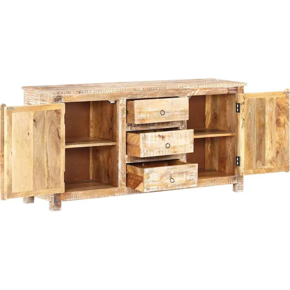 vidaXL Dressoir 151x40x75 cm ruw acaciahout meerkleurig, foto 3
