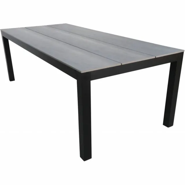 4 Seizoenen Tuinmeubelen Rechthoekige tuintafel Cyprus 225 cm | 6 personen | Grey/Black | Polywood & aluminium