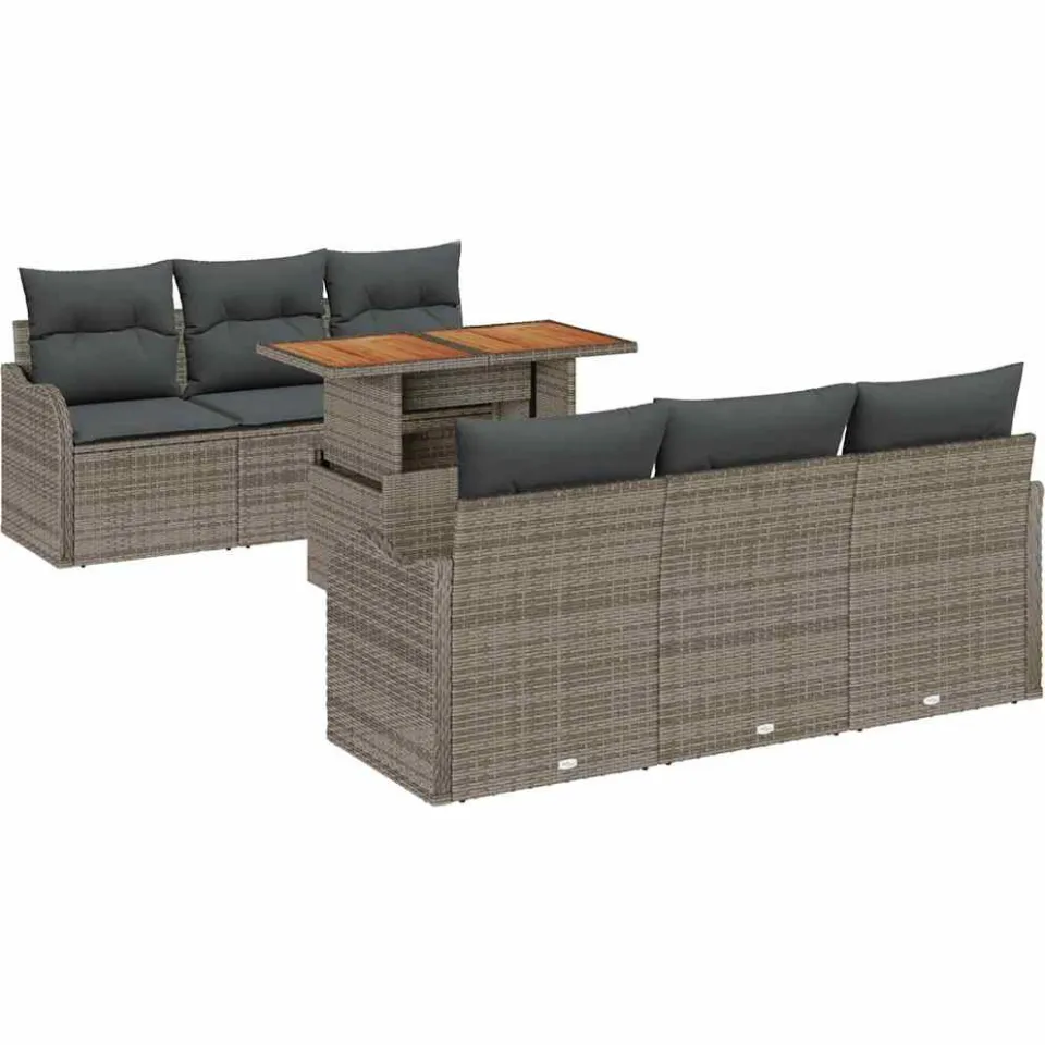 vidaXL Tuin Sofa Set 7 st Grijs Poly riet