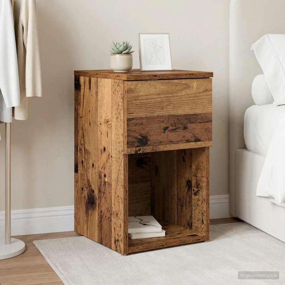 vidaXL Bed kast Oud hout 29 x 31,5 x 49 cm Bewerkt hout bruin, foto 4