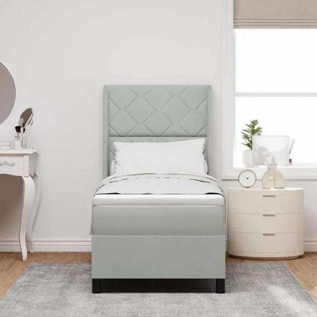 vidaXL Boxspringbed met hoofdeinde Lichtgrijs 80 x 200 cm Fluweel