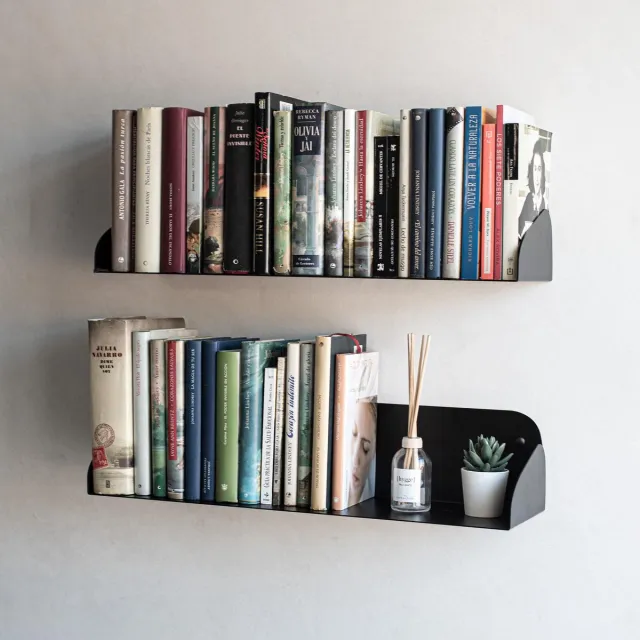 MILUKA Wandplank Zwart 60 cm | Wandboekenplank, Hangende boekenplank | Zwevende boekenplank als zwevende boekenplank, Kantoorplank als wanddecoratie, Onzichtbare boekenplank Klein | Set van 2 planken Zwart multi