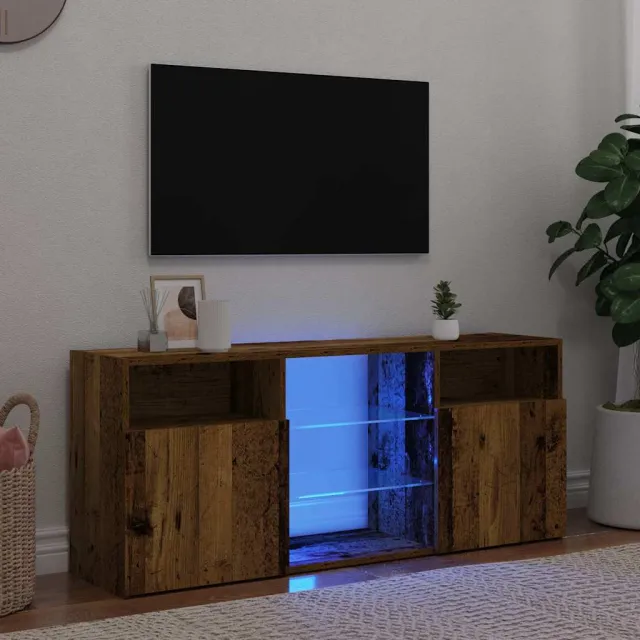 vidaXL Tv-meubel met LED 120x30x50 cm bewerkt hout oud hout Bruin