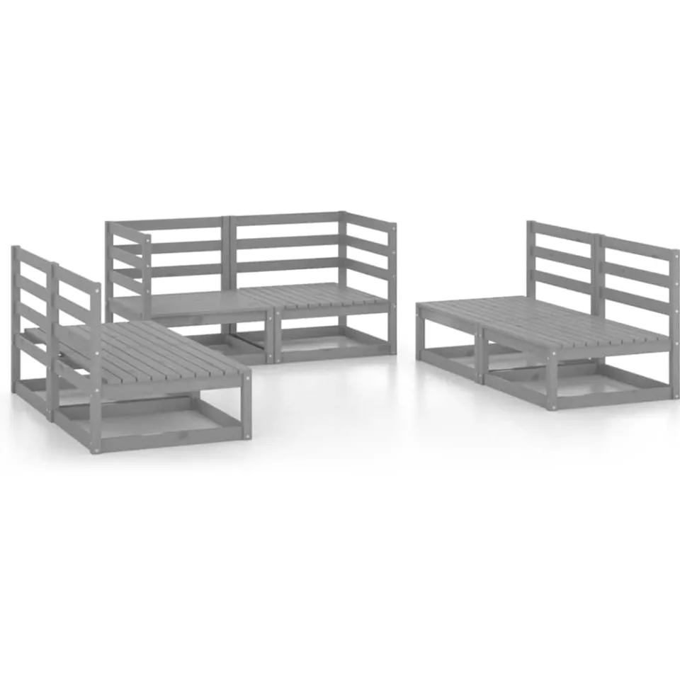 vidaXL 6-delige Loungeset massief grenenhout grijs, foto 3