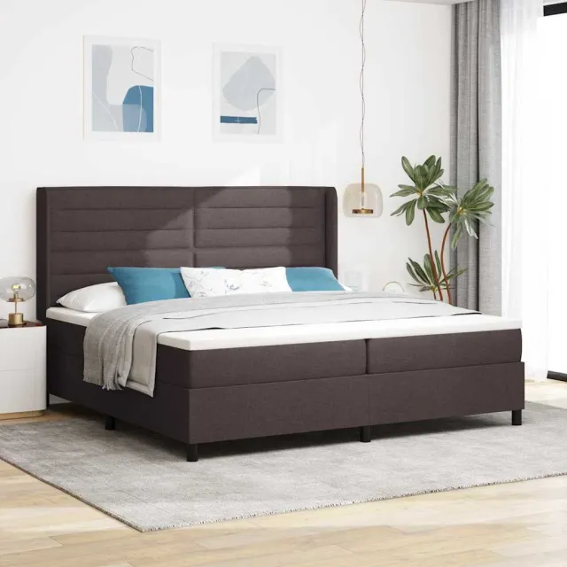 vidaXL Boxspringbed met kussen Donkerbruin 200 x 200 cm Stof